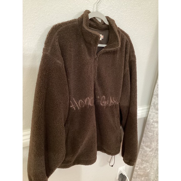 Honor‎ The Gift Script Sherpa Pullover Brown HTG230361 Size L (Oversized Fit) - Picture 12 of 14